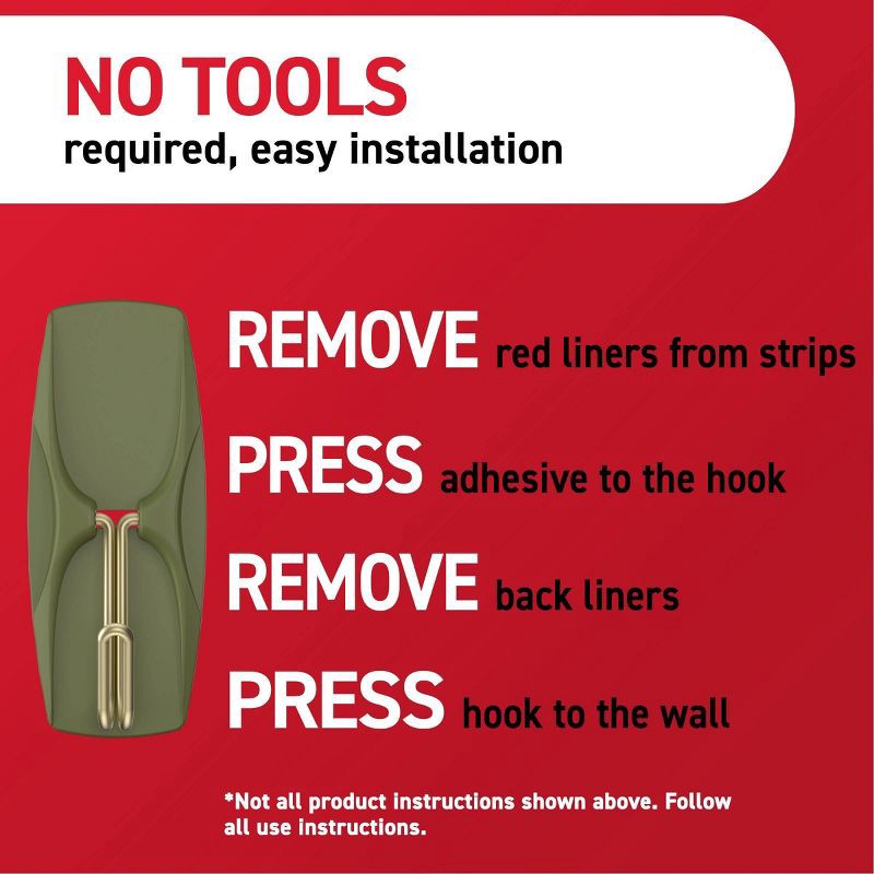 slide 9 of 10, Command Damage-Free Medium 6 Wire Hooks and 8 Strips Olive, 1 ct