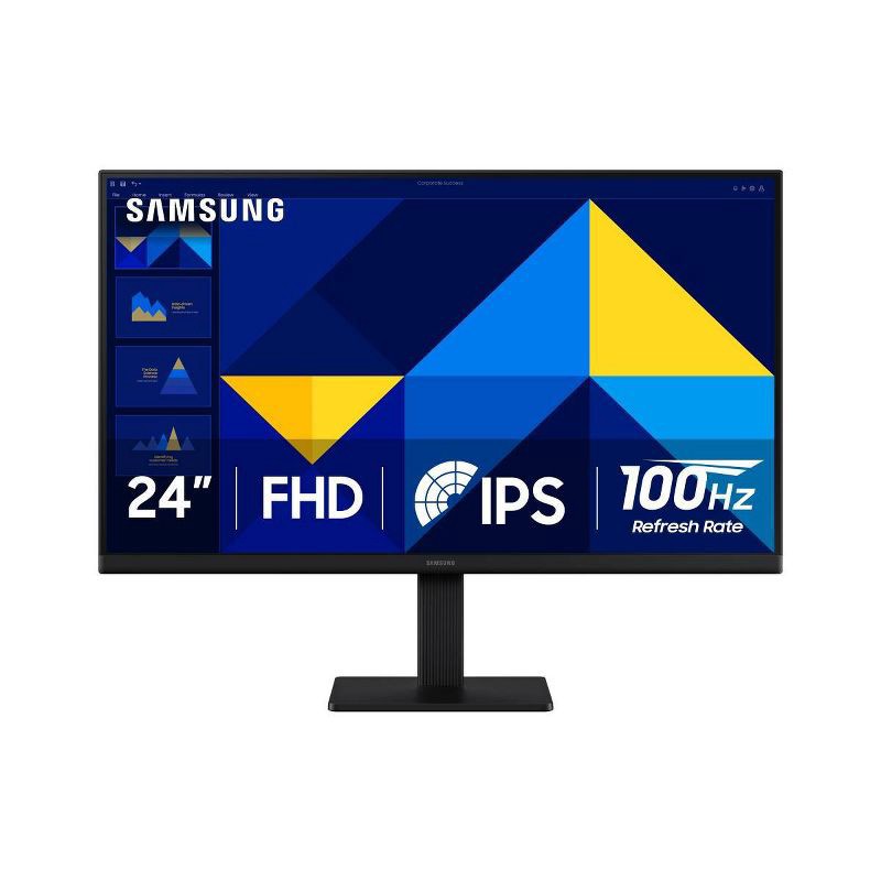slide 1 of 7, Samsung 24" S3 FHD IPS 100Hz Monitor: 16:9, HDMI, 250 cd/m² Brightness, Wall Mountable, 1 ct