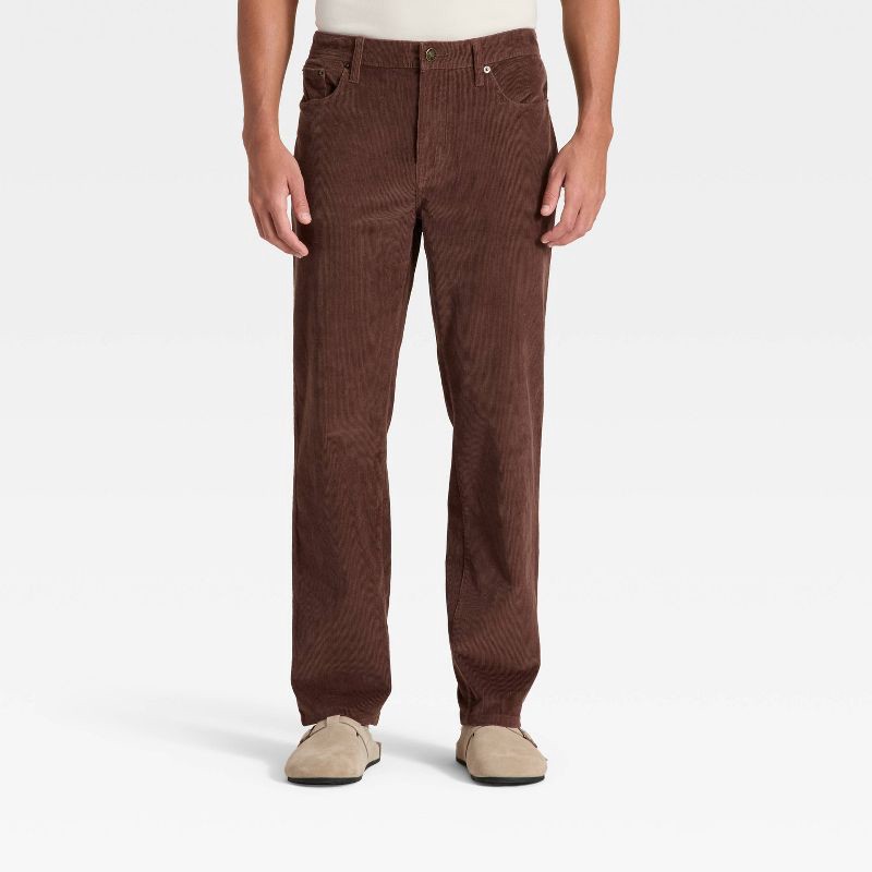 slide 1 of 3, Men's Straight Fit Corduroy 5-Pocket Pants - Goodfellow & Co™ Brown 36x32, 1 ct