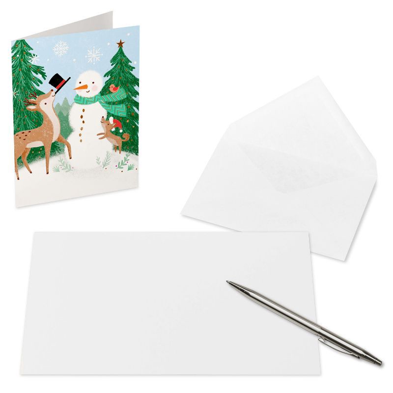 slide 2 of 4, American Greetings 10ct Blank Christmas Cards Boxed with Envelopes Festive Snowman and Friends, 10 ct