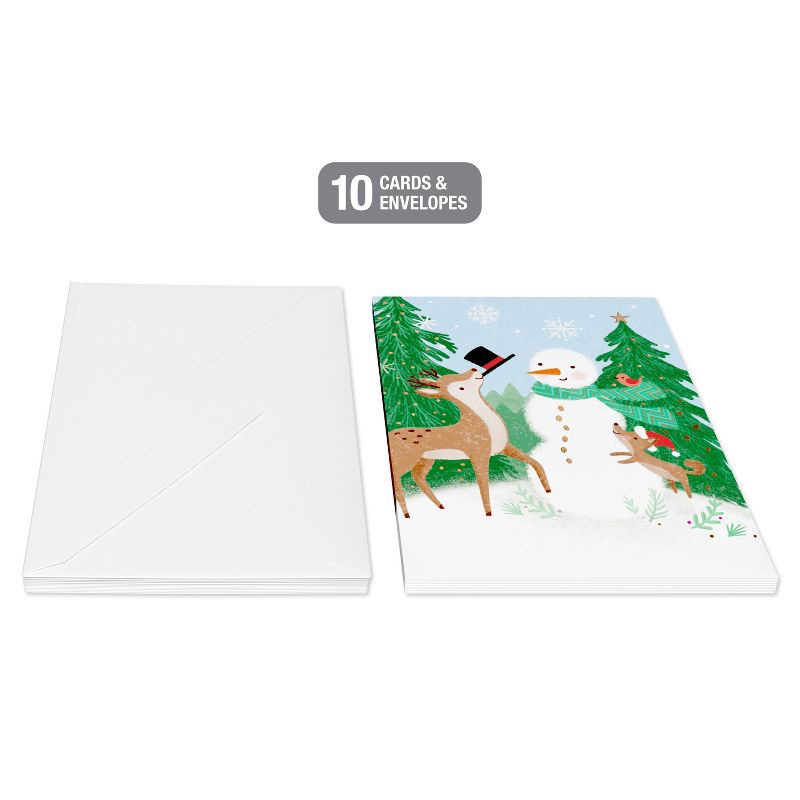 slide 3 of 4, American Greetings 10ct Blank Christmas Cards Boxed with Envelopes Festive Snowman and Friends, 10 ct