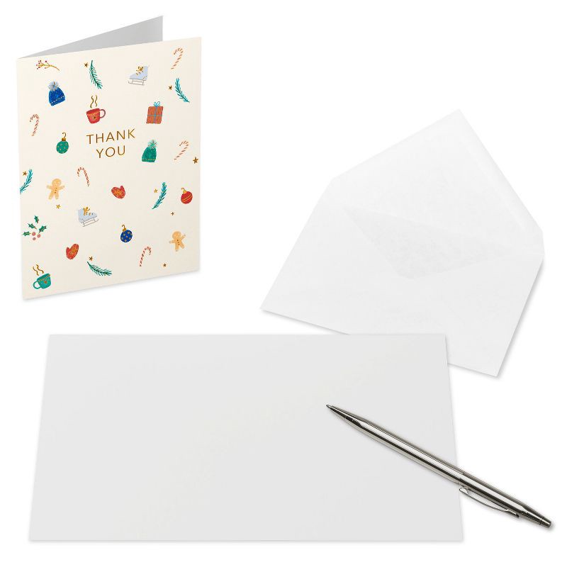 slide 2 of 5, American Greetings 10ct Blank Christmas and Thank You Cards Boxed with Envelopes Thank You and Santa, 10 ct