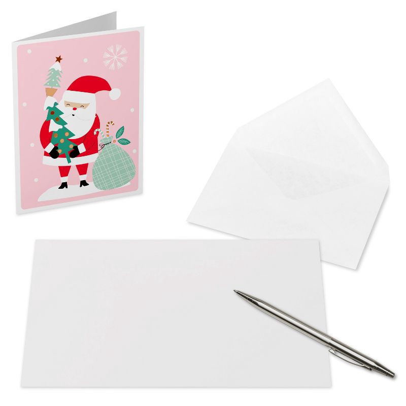 slide 3 of 5, American Greetings 10ct Blank Christmas and Thank You Cards Boxed with Envelopes Thank You and Santa, 10 ct