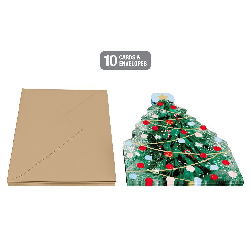 slide 3 of 4, American Greetings 10ct Blank Christmas Cards Boxed with Envelopes Christmas Decorating Tree, 10 ct