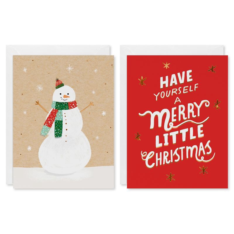 slide 1 of 5, American Greetings 10ct Blank Christmas Cards Boxed with Envelopes 'snowman and Have a Merry Christmas', 10 ct