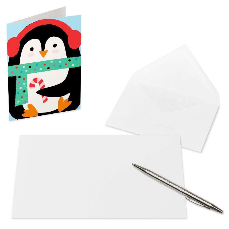slide 2 of 4, American Greetings 10ct Blank Christmas Cards Boxed with Envelopes Penguin, 10 ct
