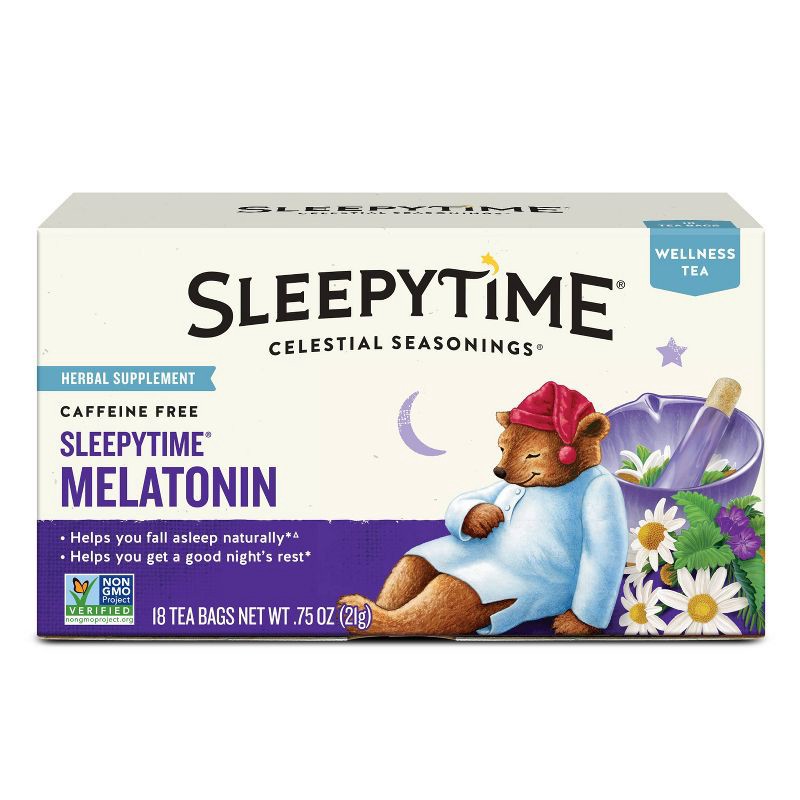 slide 1 of 8, Celestial Seasonings Sleepytime Melatonin Wellness Tea Bags - Caffeine Free - 18ct, 18 ct