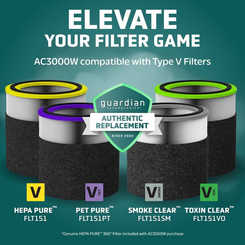 slide 7 of 11, Germ Guardian GermGuardian AirSafe Intelligent Air Purifier with 360° HEPA 13 Filter and UV-C, 1 ct