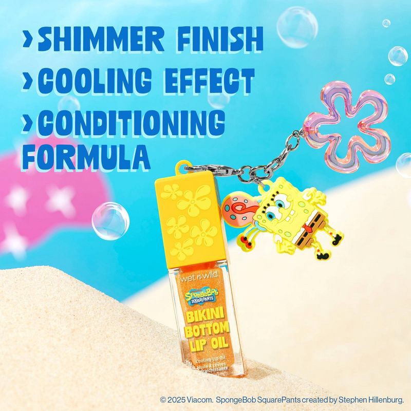 slide 3 of 9, Wet n Wild SpongeBob Cooling Lip Oil with Keychain - Yellow - 0.25 fl oz, 0.25 fl oz