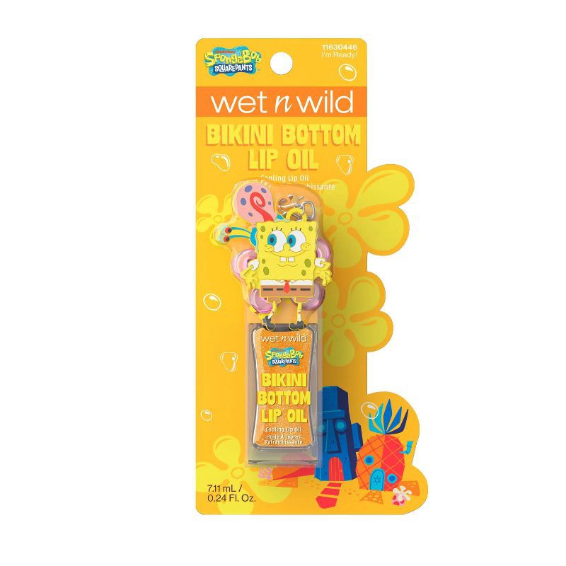 slide 5 of 9, Wet n Wild SpongeBob Cooling Lip Oil with Keychain - Yellow - 0.25 fl oz, 0.25 fl oz
