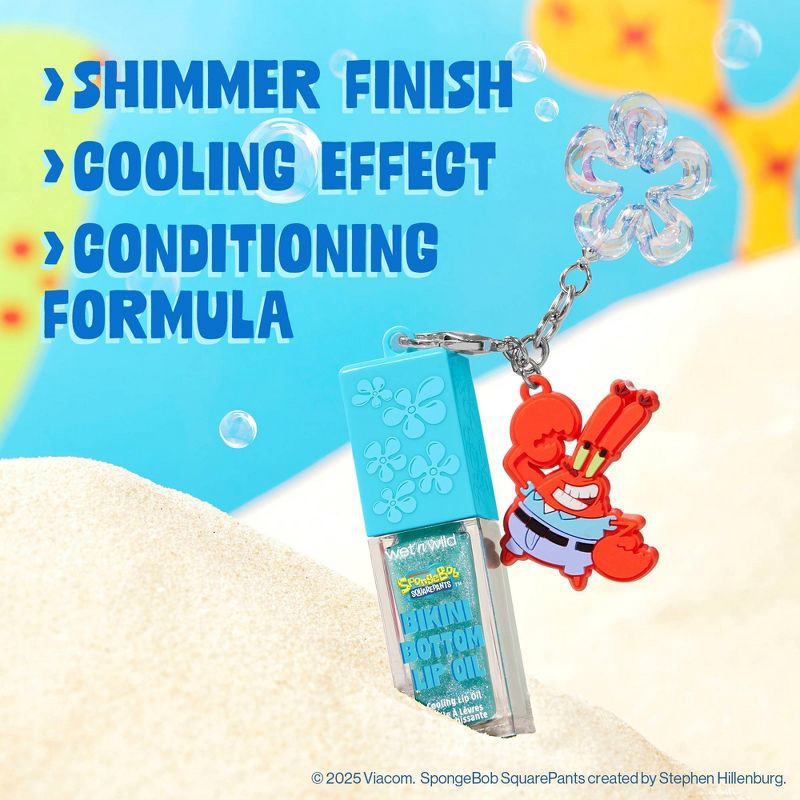 slide 3 of 9, Wet n Wild SpongeBob Cooling Lip Oil with Keychain - Blue - 0.25 fl oz, 0.25 fl oz