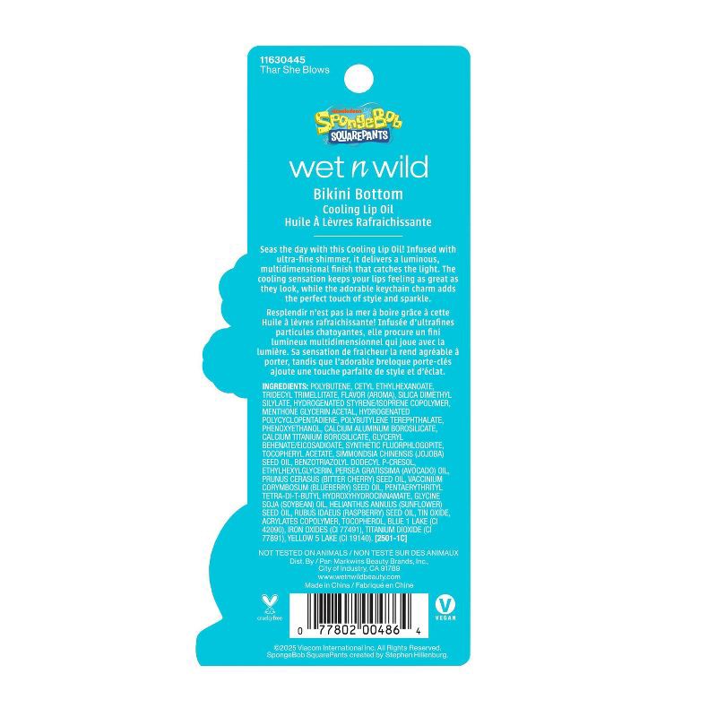 slide 9 of 9, Wet n Wild SpongeBob Cooling Lip Oil with Keychain - Blue - 0.25 fl oz, 0.25 fl oz