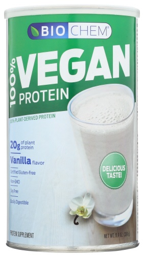 slide 1 of 1, Biochem 100% Vegan Non-Gmo Soy-Free Protein Powder, Vanilla, 11.4 oz