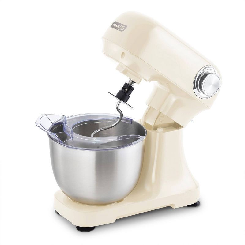 slide 2 of 7, Dash Tilt Head 3.5qt 12-Speed Stand Mixer with 3 Attachments Cream, 3.5 qt