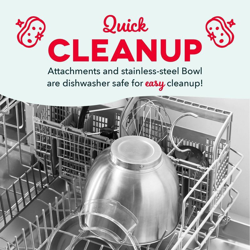 slide 6 of 7, Dash Tilt Head 3.5qt 12-Speed Stand Mixer with 3 Attachments Cream, 3.5 qt