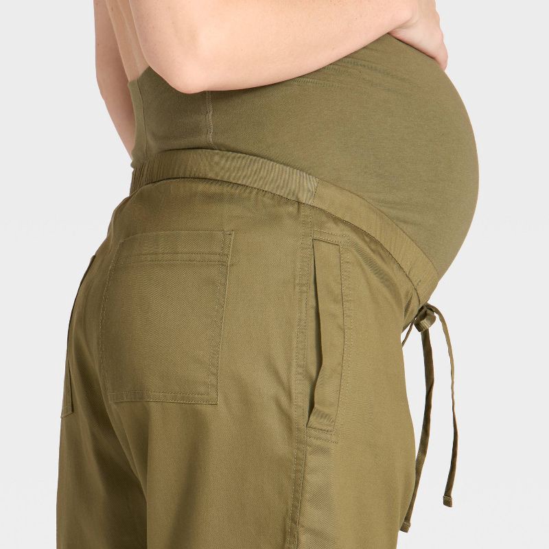 slide 5 of 5, Over The Belly High-Rise Barrel Leg Chino Maternity Pants - Isabel Maternity by Ingrid & Isabel™ Olive Green XXL, 1 ct