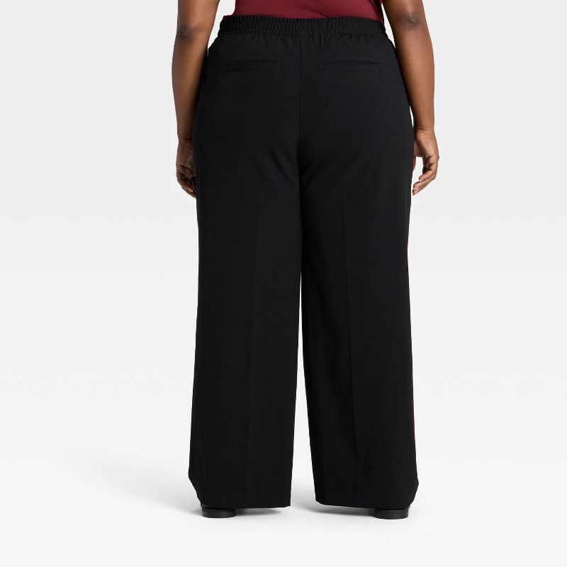 slide 2 of 3, Women's High-Rise Straight Leg Pull-On Pants - Ava & Viv™ Black 1X, 1 ct