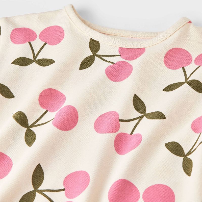 slide 3 of 4, Baby Girls' Short Sleeve Cherries Romper - Cat & Jack™ Cream 3-6M, 1 ct