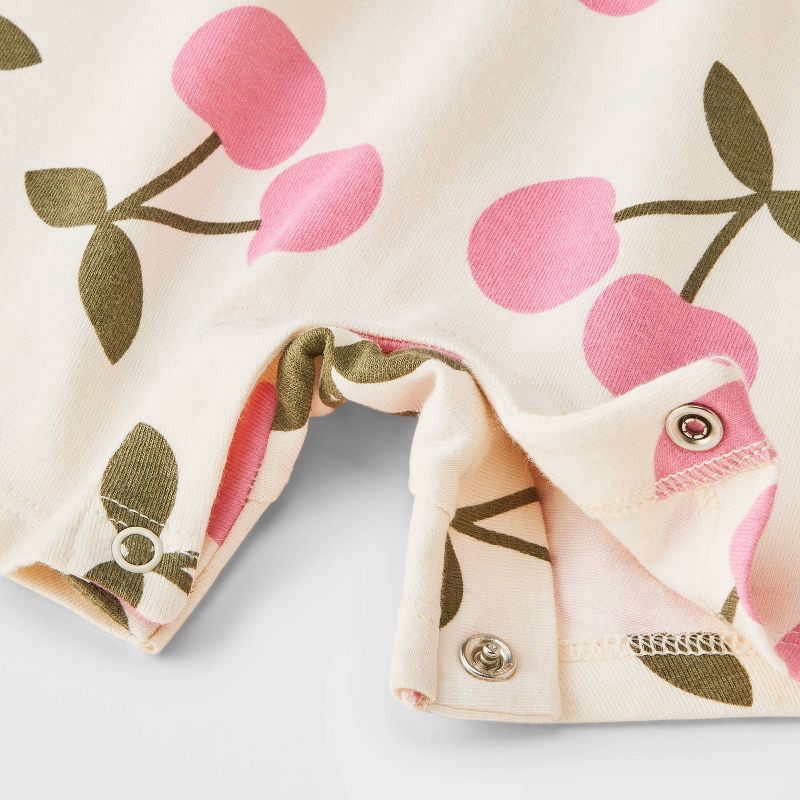 slide 4 of 4, Baby Girls' Short Sleeve Cherries Romper - Cat & Jack™ Cream 3-6M, 1 ct