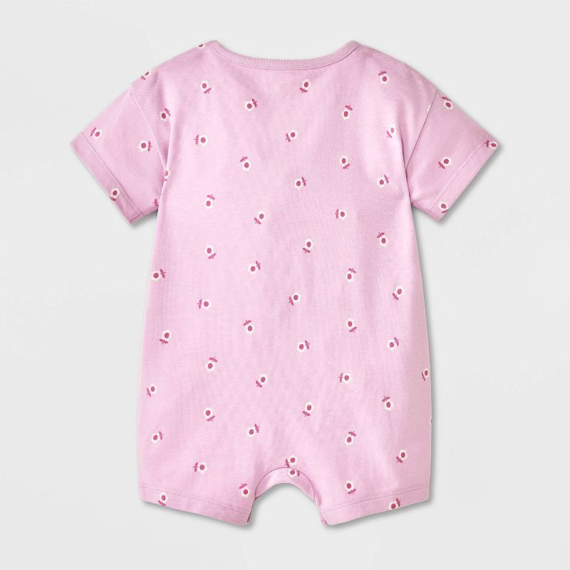 slide 4 of 4, Baby Girls' Short Sleeve Floral Romper - Cat & Jack™ Pink 6-9M, 1 ct
