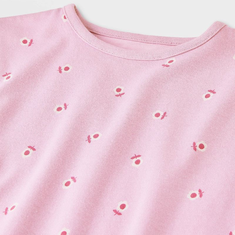 slide 3 of 4, Baby Girls' Short Sleeve Floral Romper - Cat & Jack™ Pink 6-9M, 1 ct