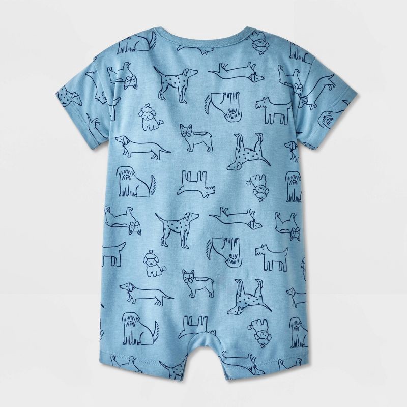 slide 4 of 4, Baby Boys' Dogs Short Sleeve Romper - Cat & Jack™ Blue 18M, 1 ct