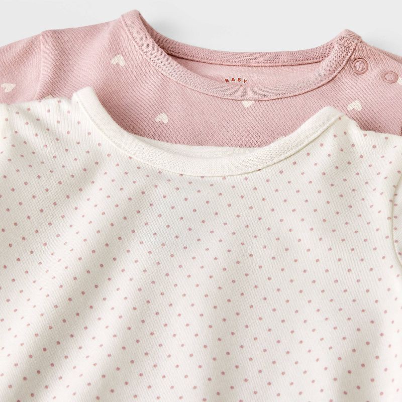 slide 2 of 4, Baby Girls' Heart 3pc Top & Bottom Set - Cat & Jack™ Pink/Cream 18M, 3 ct