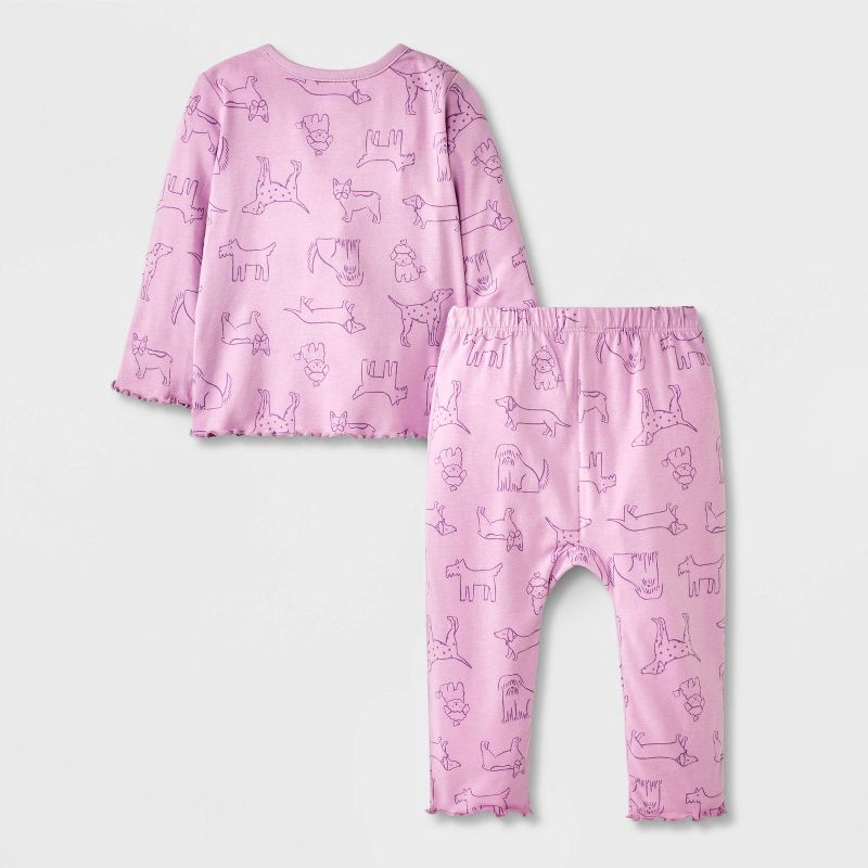slide 2 of 4, Baby Girls' Dog 3pc Top & Bottom Set - Cat & Jack™ Purple 18M, 3 ct