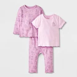 Baby Girls' Dog 3pc Top & Bottom Set - Cat & Jack™ Purple 18M