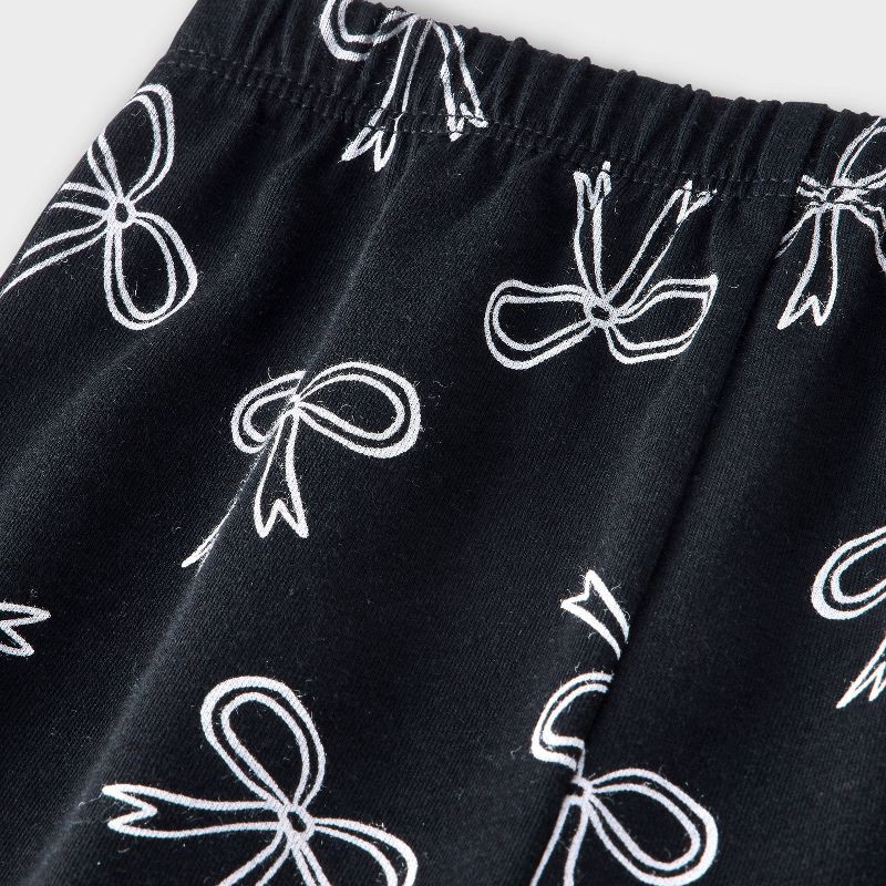 slide 4 of 4, Baby Girls' Bow 3pc Top & Bottom Set - Cat & Jack™ Black/Cream 6-9M, 3 ct