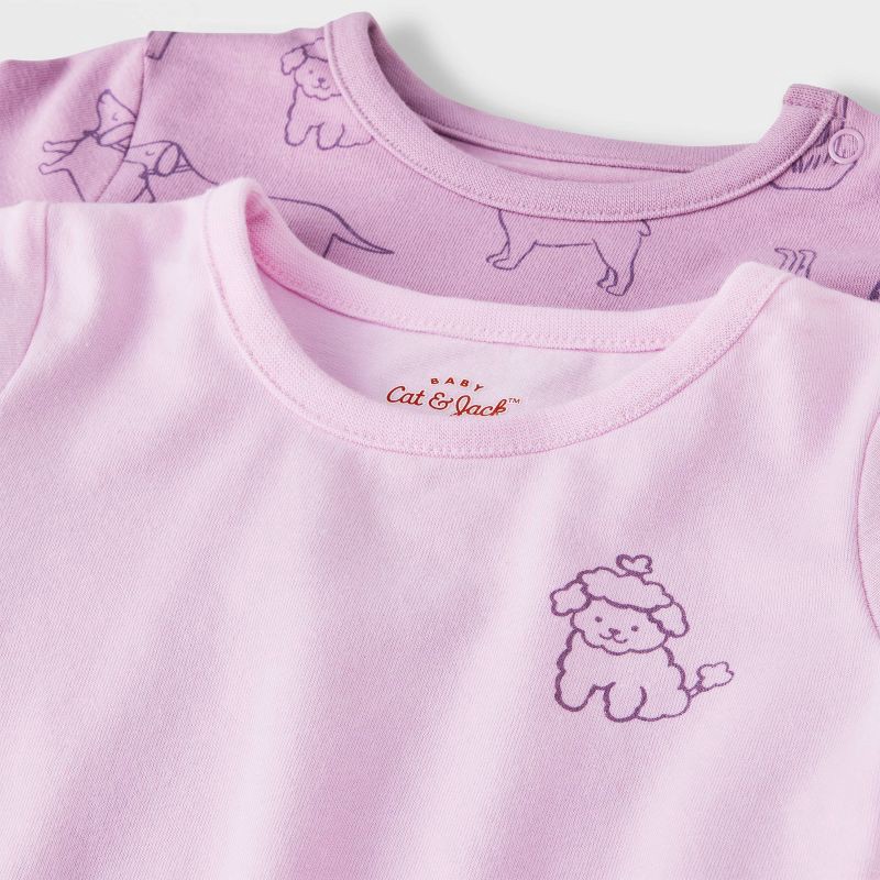 slide 4 of 4, Baby Girls' Dog 3pc Top & Bottom Set - Cat & Jack™ Purple 0-3M, 3 ct