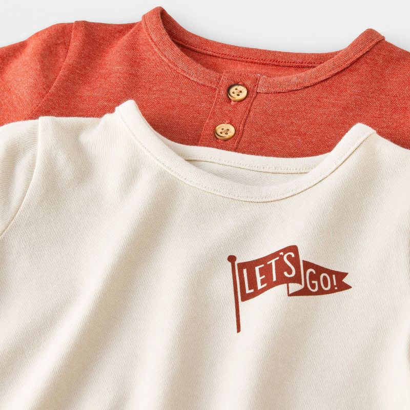 slide 3 of 4, Baby Boys' Checkered 3pc Top & Bottom Set - Cat & Jack™ Rust 18M, 3 ct