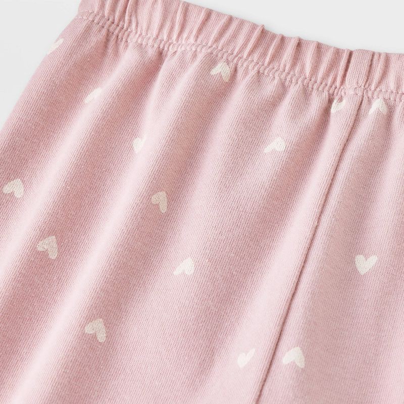 slide 4 of 4, Baby Girls' Heart 3pc Top & Bottom Set - Cat & Jack™ Pink/Cream 3-6M, 3 ct