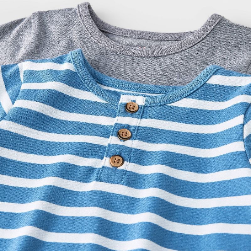 slide 3 of 4, Baby Boys' Striped 3pc Top & Bottom Set - Cat & Jack™ Blue 3-6M, 3 ct
