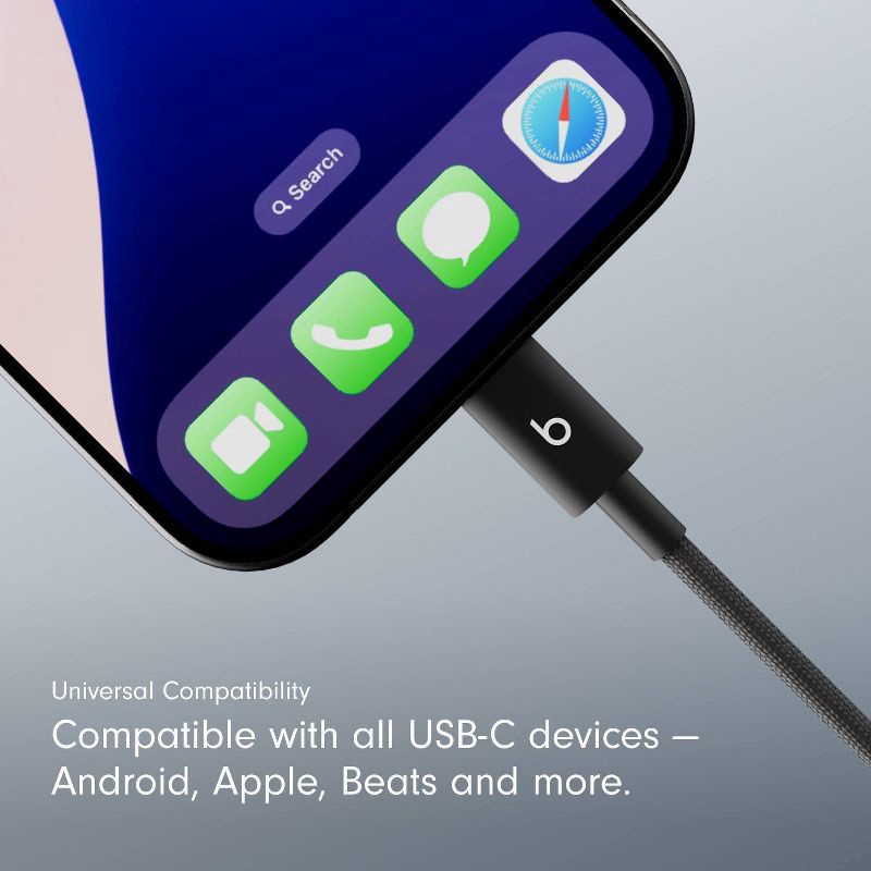 slide 4 of 11, Beats USB-C to USB-C Woven Cable (1.5 m) - Bolt Black, 1 ct