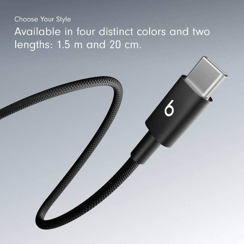 slide 8 of 11, Beats USB-C to USB-C Woven Cable (1.5 m) - Bolt Black, 1 ct