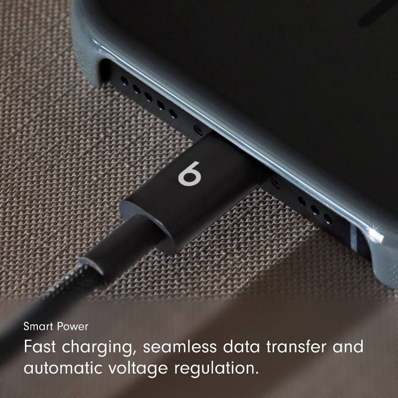 slide 7 of 11, Beats USB-A to USB-C Woven Cables (1.5 m) - Bolt Black (2pk), 2 ct
