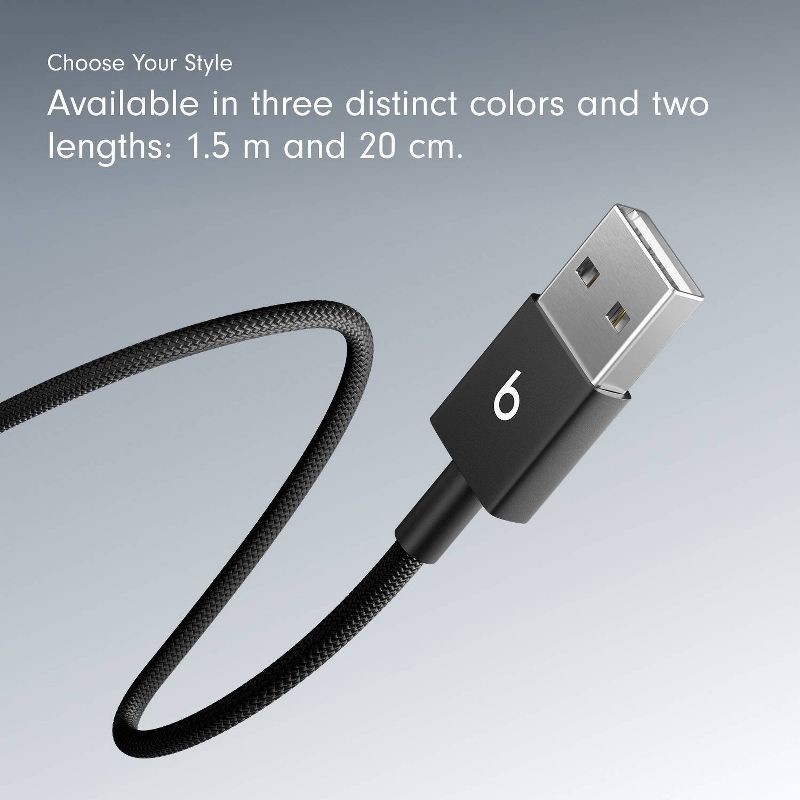 slide 8 of 11, Beats USB-A to USB-C Woven Cables (1.5 m) - Bolt Black (2pk), 2 ct