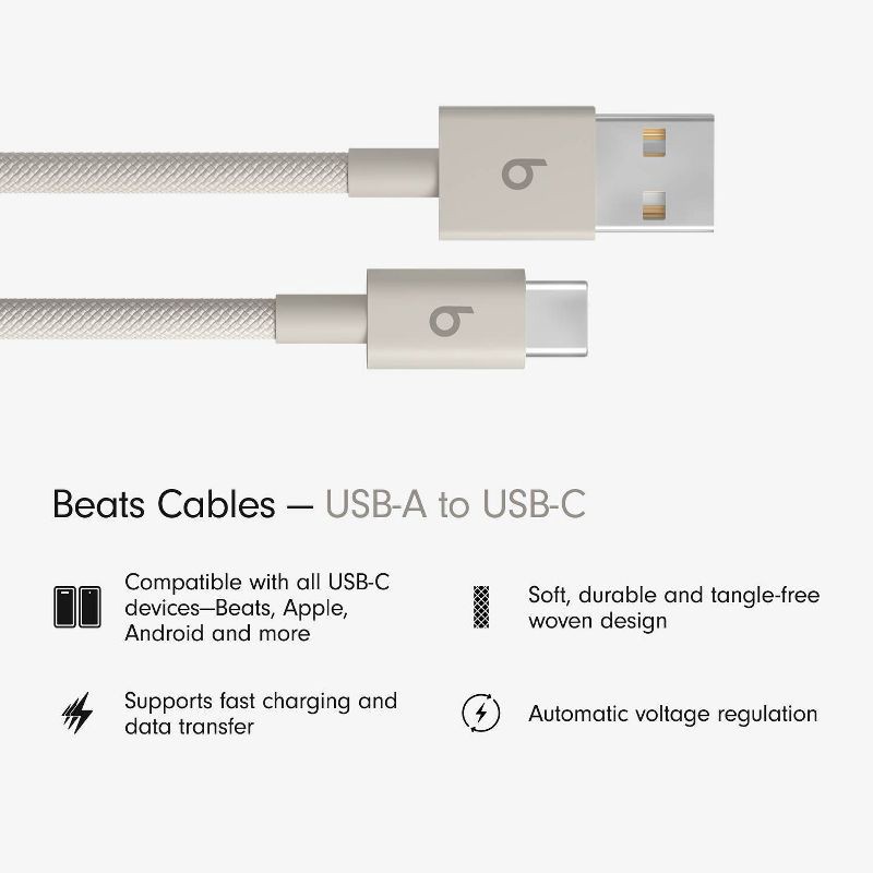 slide 3 of 11, Beats USB-A to USB-C Woven Cable (1.5 m) - Surge Stone, 1 ct