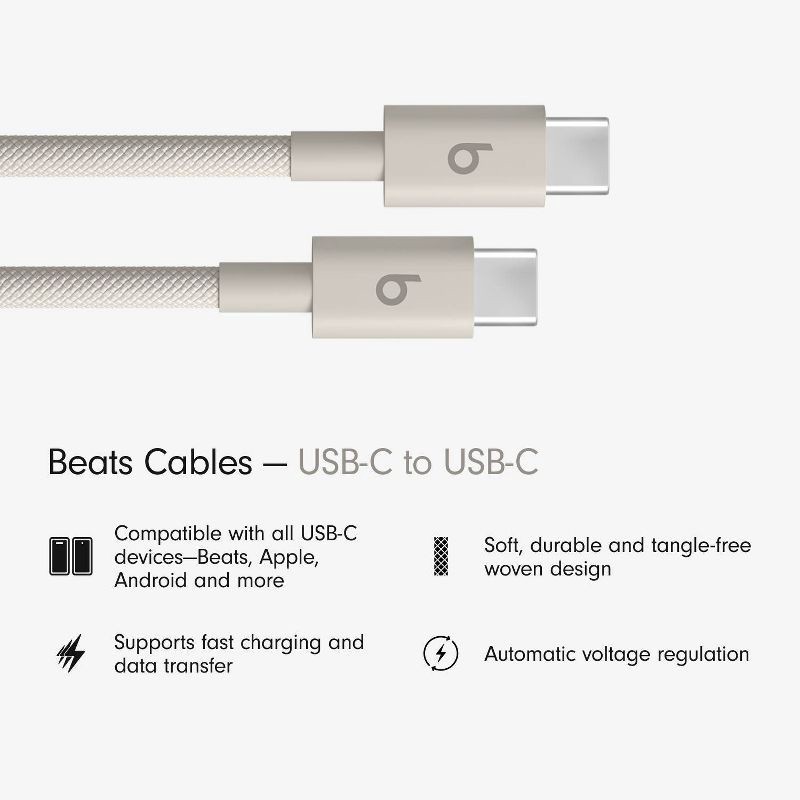 slide 3 of 11, Beats USB-C to USB-C Woven Cable (1.5 m) - Surge Stone, 1 ct