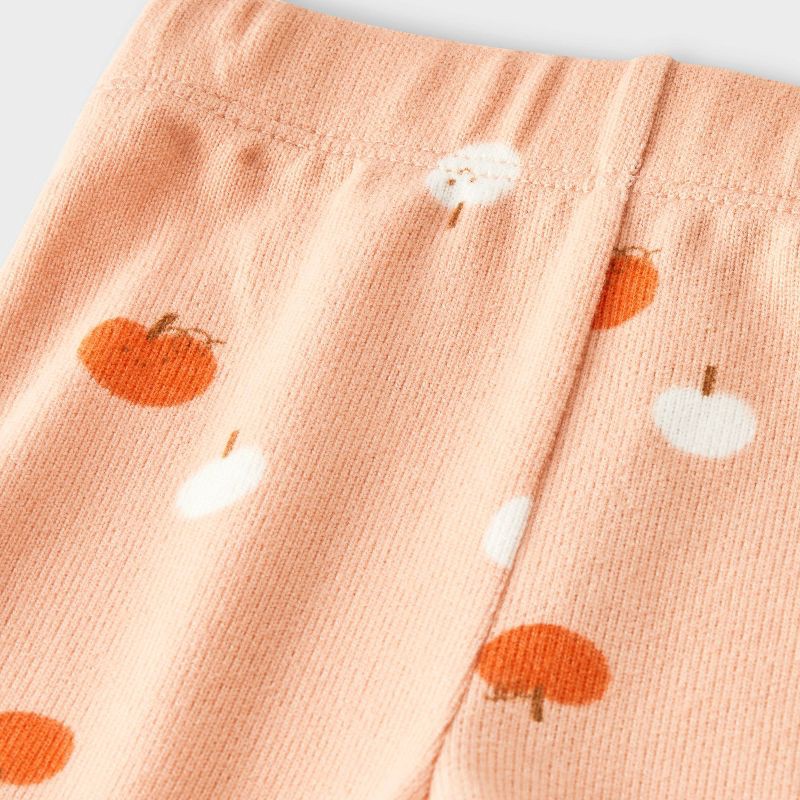 slide 3 of 4, Baby Girls' 2pc Smiling Pumpkin Peplum T-Shirt and Bike Shorts Set - Cat & Jack™ Peach Orange 12M, 2 ct