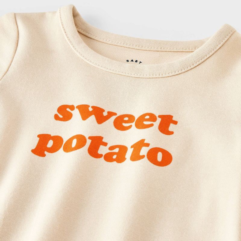 slide 3 of 4, Baby Sweet Potato Short Sleeve Romper - Cat & Jack™ Cream 3-6M, 1 ct