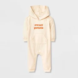 Baby Sweet Potato Hooded Romper - Cat & Jack™ Cream 0-3M