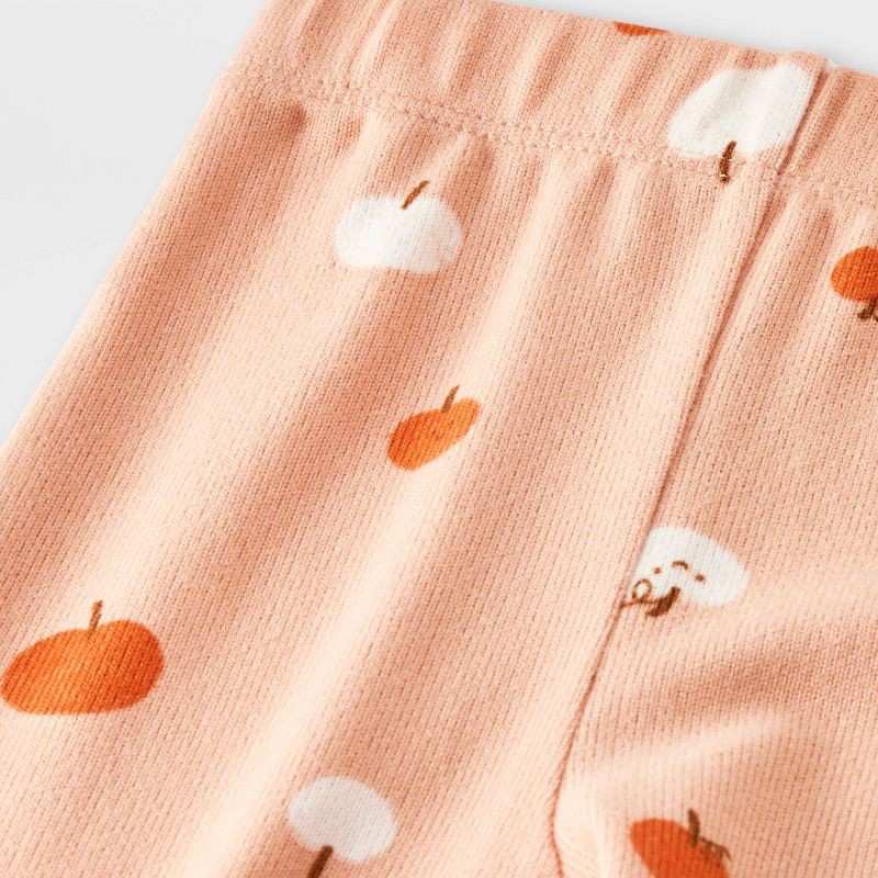 slide 4 of 4, Baby Girls' 2pc Halloween Pumpkin Peplum Flared Leggings Set - Cat & Jack™ Peach Orange 3-6, 2 ct