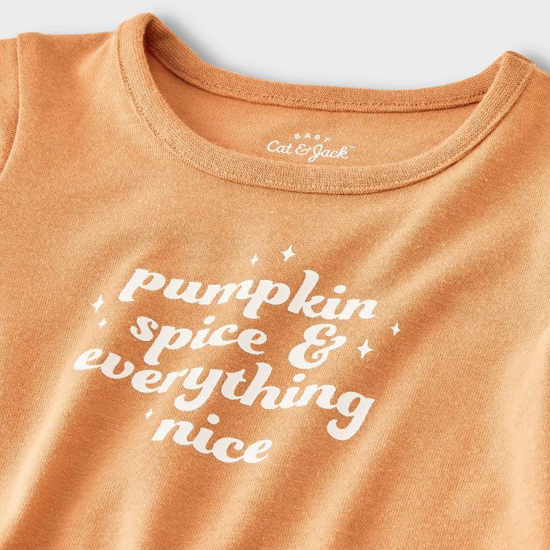 slide 3 of 4, Baby Pumpkin Spice & Everything Nice Short Sleeve Romper - Cat & Jack™ Brown 0-3M, 1 ct
