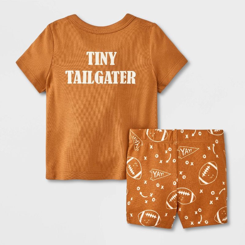 slide 2 of 4, Baby 2pc Tiny Tailgator T-Shirt and Bloomer Set - Cat & Jack™ Brown 0-3M, 2 ct