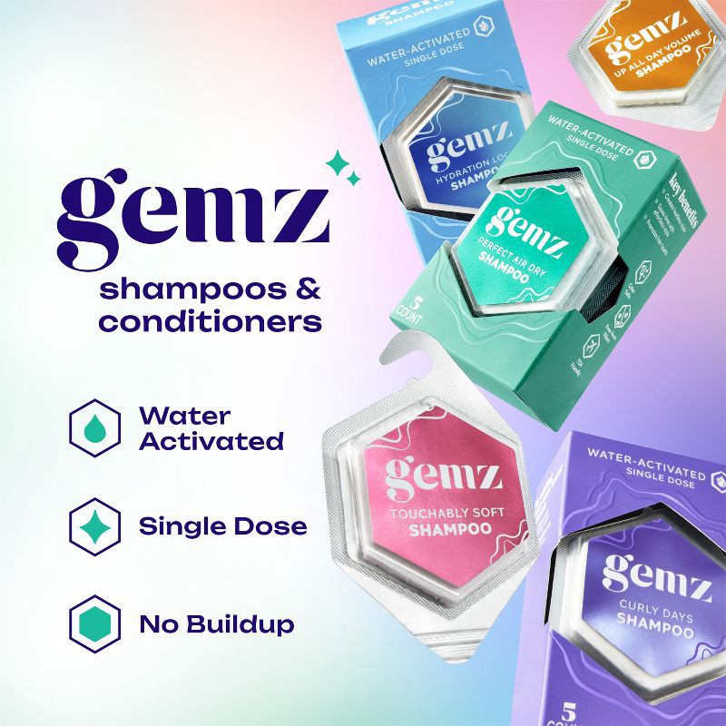 slide 3 of 10, gemz Restore Shampoo, Perfect Air Dry, Color Safe - 5ct/0.3oz, 5 ct; 0.3 oz