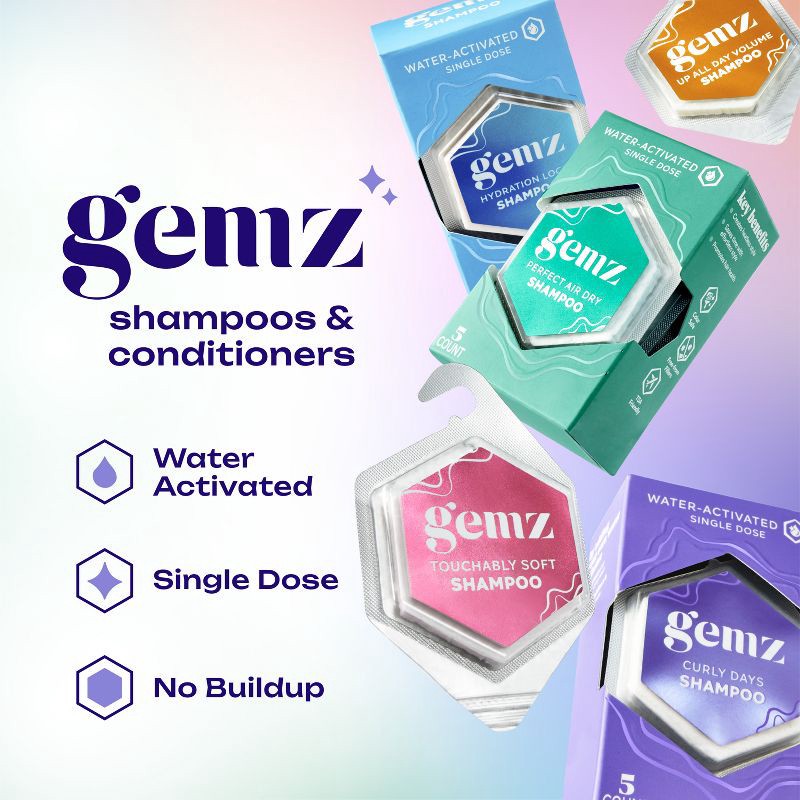 slide 3 of 10, gemz Curly Days Shampoo, Curly Hair and Color Safe - 5ct/0.3oz, 5 ct; 0.3 oz
