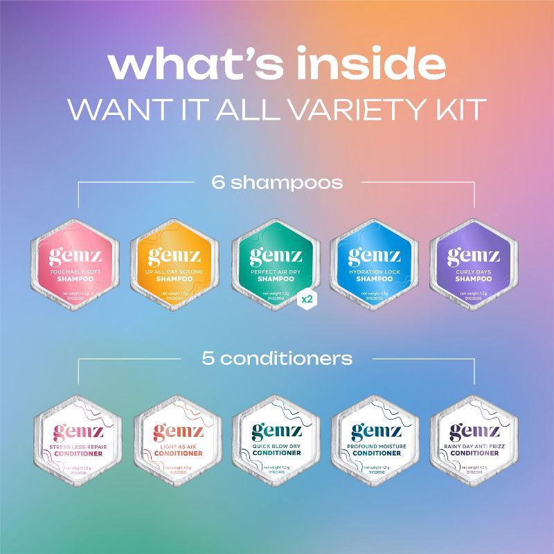 ジェンムーブ GEMMOVE Volume Boost 200ml 3本セット gemz Shampoo and Conditioner Want it All Variety Kit, Color Safe