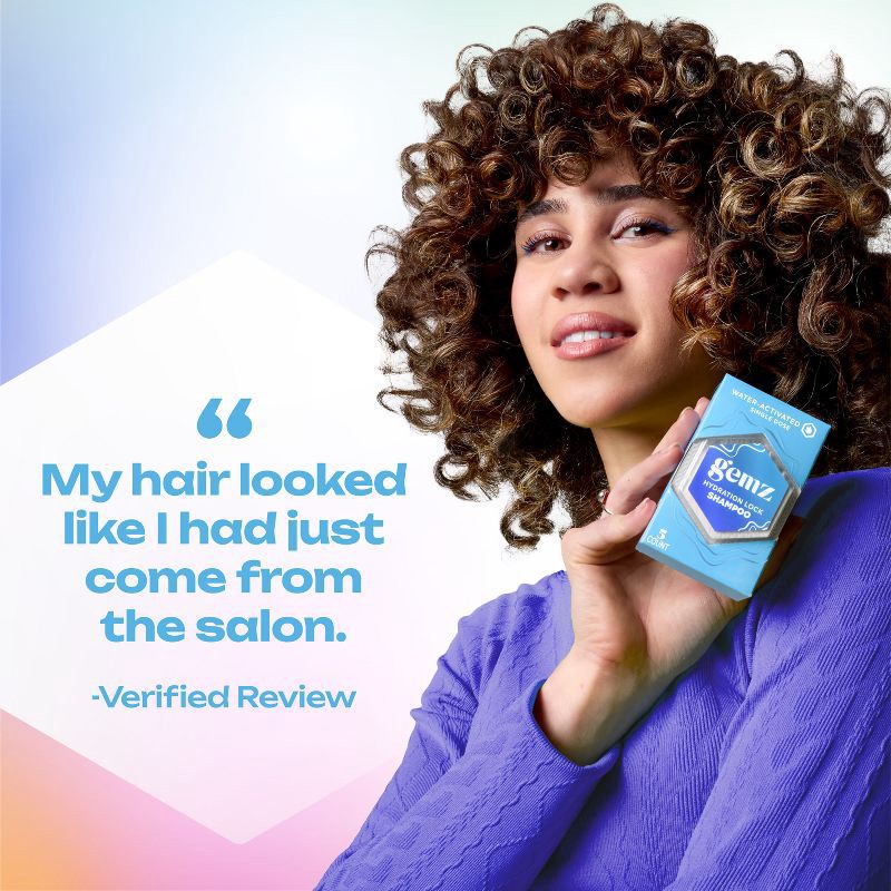 slide 6 of 10, gemz Moisturizing Shampoo, Hydration Lock, Color Safe - 5ct/0.3oz, 5 ct; 0.3 oz